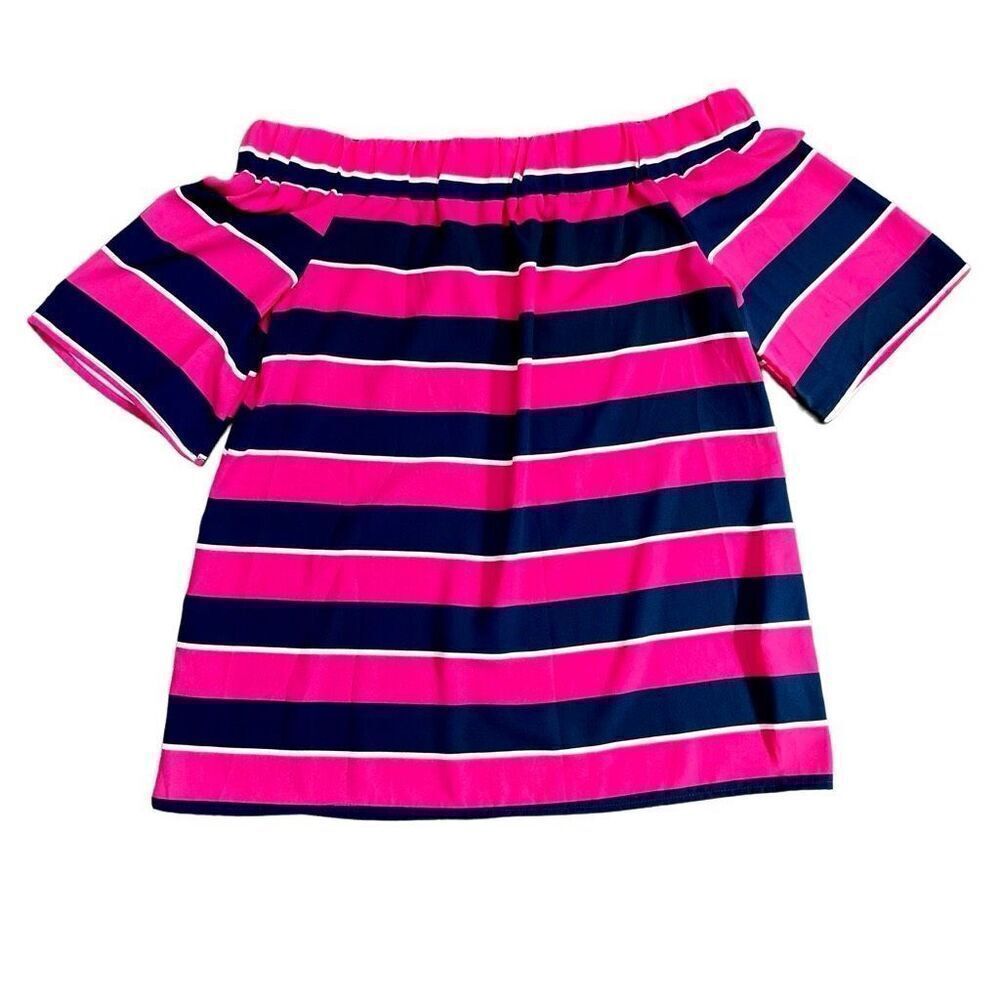 Vine & Love Color Block Stripe Off The Shoulder Blouse Medium